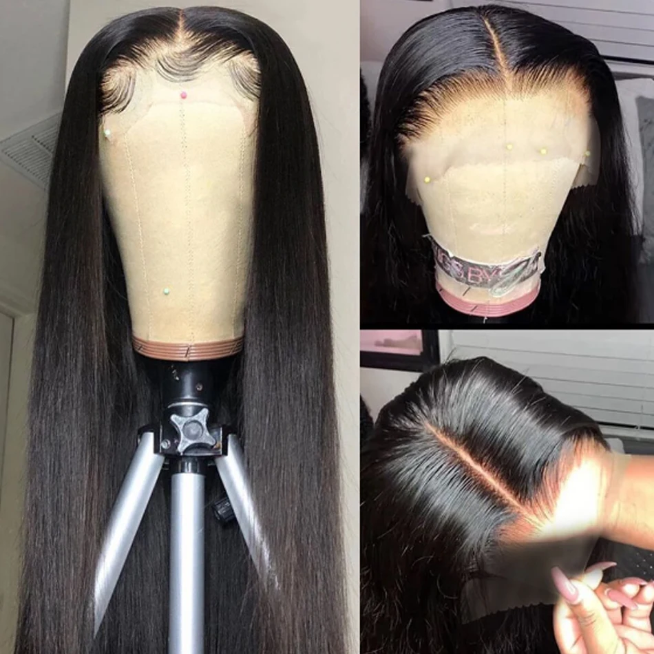 Perucas longas e retas para mulheres, peruca com renda frontal bresiliente remy de osso virgem 100%, cabelo humano