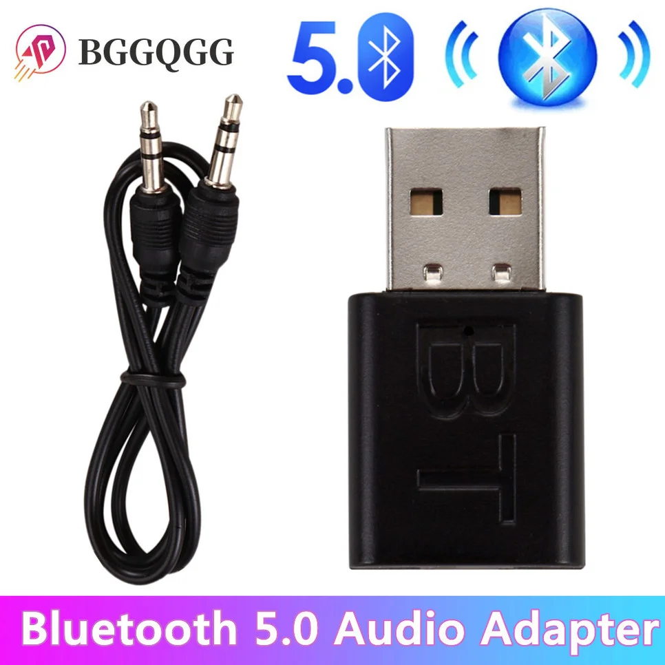 

BGGQGG Bluetooth 5.0 Adapter 2in1 Transmitter Receiver Mini Wireless USB Dongle Adapter 3.5mm Music AUX Audio Amplifier