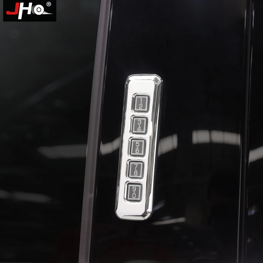 JHO ABS Chrome Carbon Grain Door Lock Password Panel Cover Trim Overlay For Ford F150 Raptor 2015-2020 2019 2018 2017 Limited