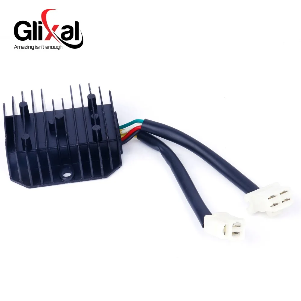 Glixal napięcie Regulator prostownika GY6 125cc 150cc 152QMI 15QMJ skuter motorower ATV Quad (2 wtyczki, 7 drutu)