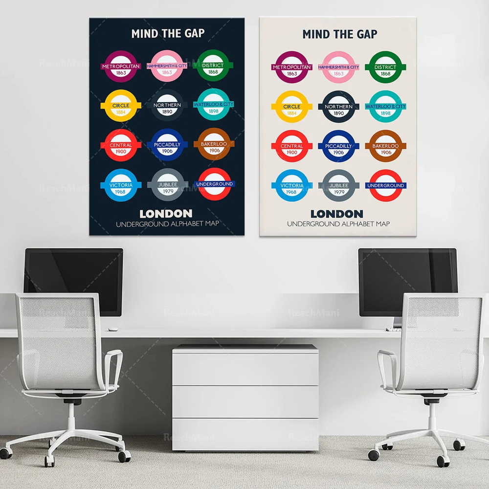 

London subway poster subway letter map subway sign subway art wall painting prints home decoration canvas unique gift
