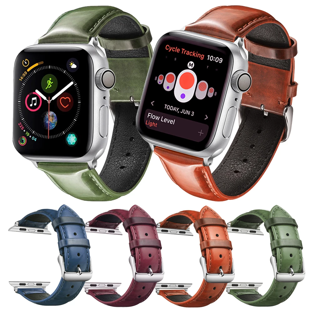 Fashion Glossy Leather Strap For Apple Watch Band Bracelet For iWatch Series 6 SE 5 4 3 2 Watchband Replaceable Accessories