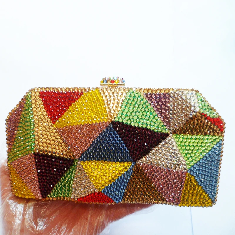 Yellow/Green/Blue Multicolored Diamond Evening Clutch Bags WHTUOHENG Women’s Crystal Rhinestone Wedding Handbag Party Purse