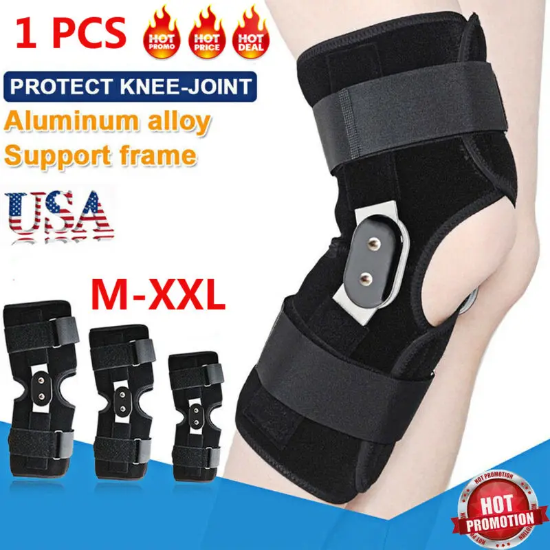 Hinged Knee Brace Adjustable Knee Support with Side Stabilizers of Locking Dials for Knee Pain Arthritis ACL PCL Meniscus Tear