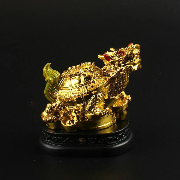 

Animal Decoration Dragon Turtle Statue Resin Crafts Auspicious Wishful Feng Shui Ornaments Copper Money Dragon Turtle