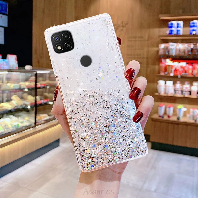 Bling Diamond Star Glitter Phone Case For Xiaomi Redmi 9C Nfc 9A 9AT Soft Back Cover