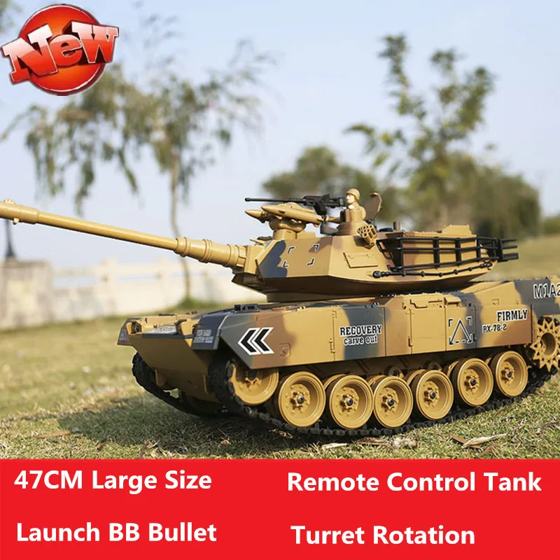 Upgraded 2.4G Remote Control Battle Tank RC Battle Tank With BB Bullet Launch sound firing simulation ShootingToy 47CM Large Toy