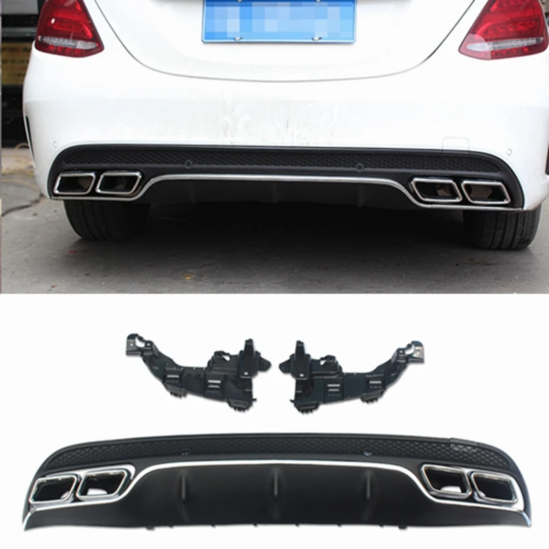 W205 C63 AMG Carbon Fiber Rear Bumper Lip Diffuser for Mercedes Benz 2016-2017