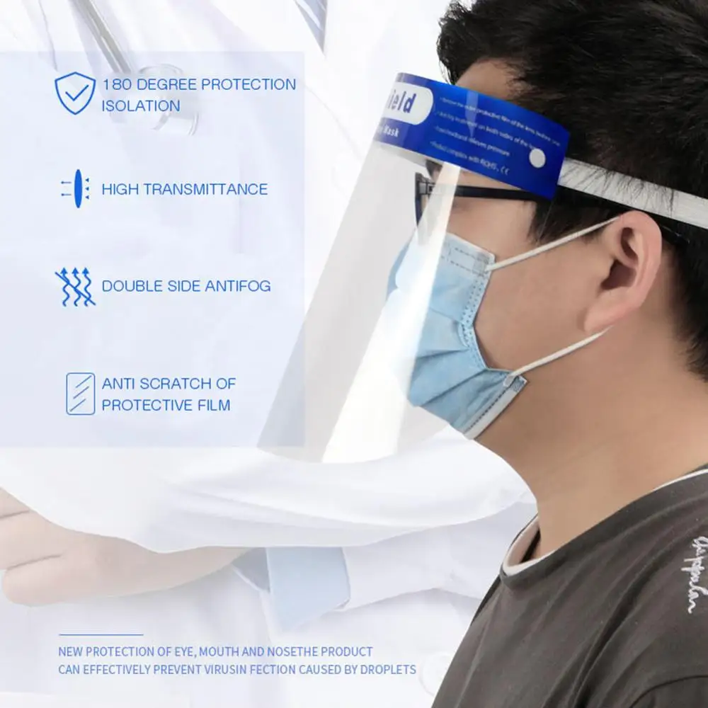 Mascarilla de seguridad transparente, máscara de protección facial con visera, antiniebla, antisaliva y antisalpicaduras, 10 unidades