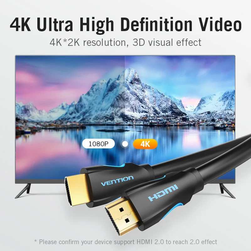 Vention HDMI Cable 4K@60Hz HDMI 2.0 Cabo dla Xiaomi Mi Box PS4 HDMI Splitter Switch Apple TV Video Audio Cord HDMI 2.0 Cable