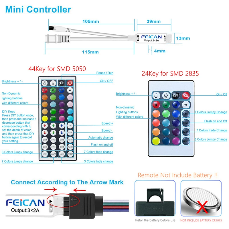 Tira de luces Led RGB para decoración navideña, lámpara de cinta Flexible impermeable con Control remoto, 12V, SMD2835, SMD5050, 5M, 10M, 15M, 20M