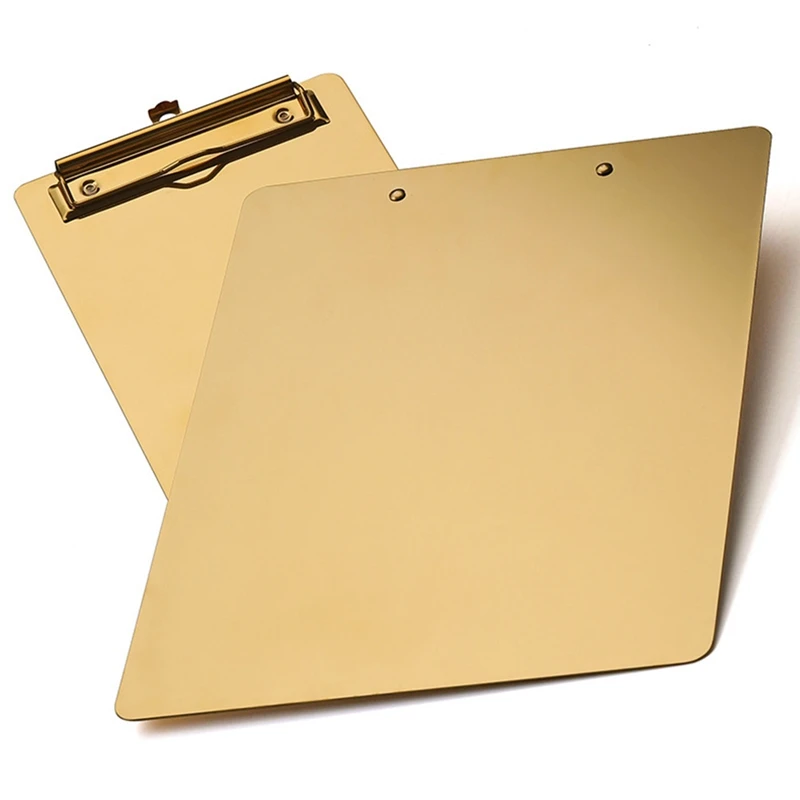 1PC Gold Metal A5 B5 A4 Writing Sheet Pad Clipboard Menu Data File Storage Folder for Office File Memo Writing Pad