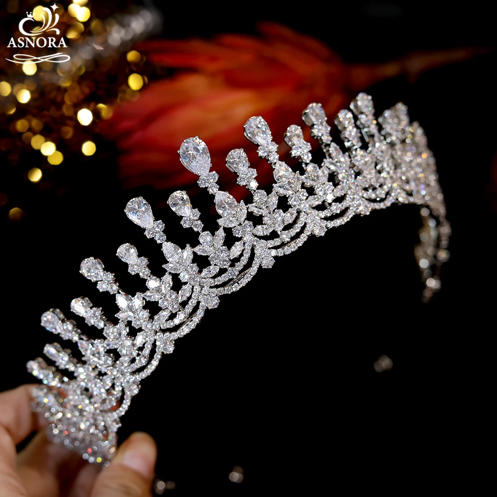 

Crown ASNORA New Bridal Wedding Tiaras And Crowns Lengthen Headdress Women's Anniversary Party Hair Accessories Jewelry Wedding