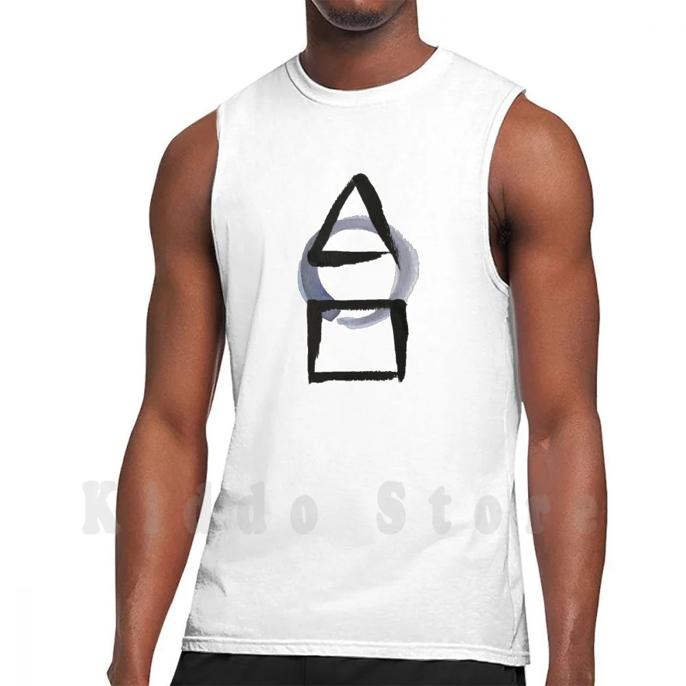 Circle Square Calligraphy Enso Tank Tops Vest 100% Cotton Watercolor Enso Enso Circle Square Aikido Martial Arts