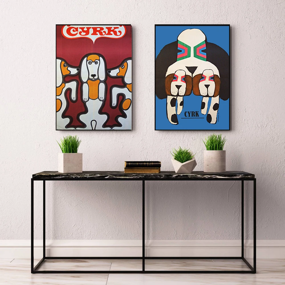 Polish Cyrk Circus Dog Canvas Painting Minimalist Wall Art Pop Illustration Gift Wall Art Pictures Modern For Living Room Decor