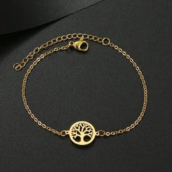 Stainless Steel Bracelets Exquisite Fortune Tree Fashion Chain Charm Bracelet For Women Jewelry Party Wedding Friends Best Gift