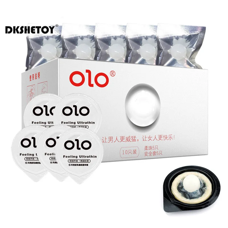  OLO condom with ball for men delay ejaculation 0.01 Ultra-thin penis sleeve extender long sex Condom adult products 18 nozzles