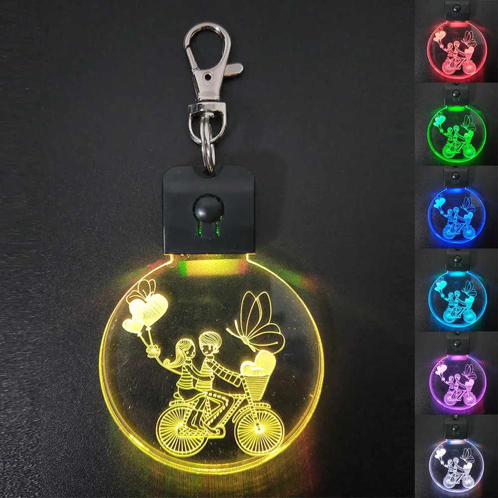 Creative customized luminous acrylic key chain LED colorful color changing acrylic key chain