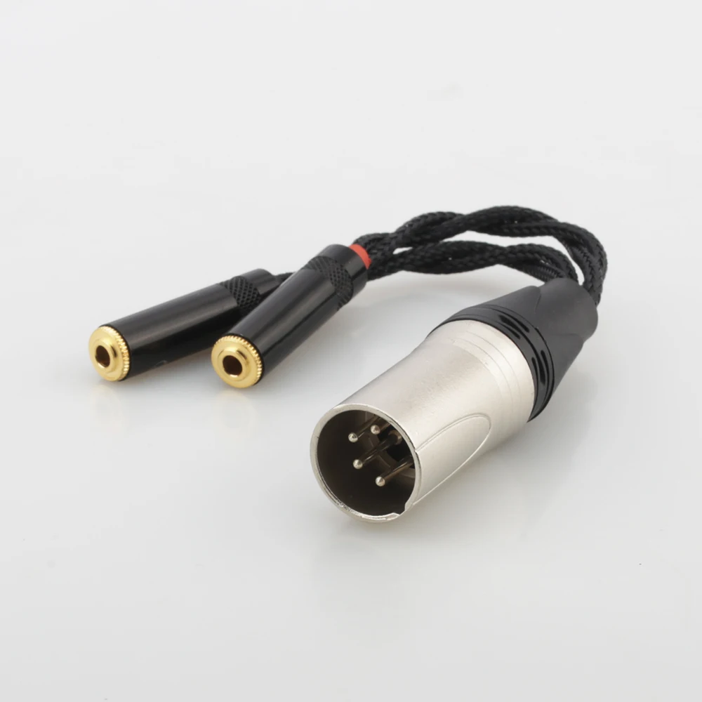4pin Xlr Gebalanceerde Male Naar Dual 3.5Mm Vrouwelijke Hoofdtelefoon Audio Adapter