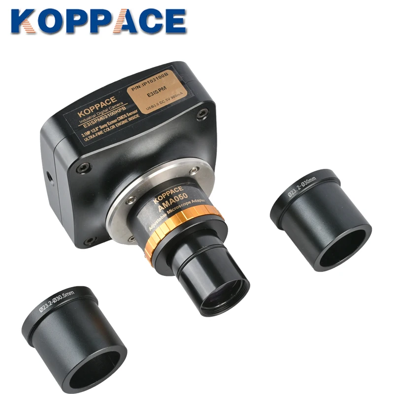 KOPPCE 3 MP Microscope Camera USB3.0 Adjustable Focus 0.5X Industrial Camera Electronic Eyepiece 23.2mm to 30mm Und 30.5mm