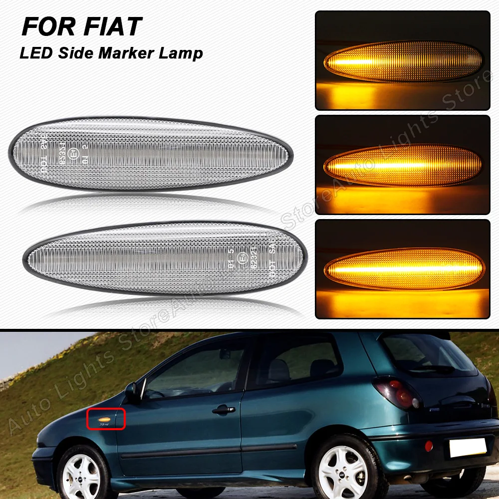 

For Fiat Albea Palio Broavo Brava Marea Strada Dynamic/Sequential LED Turn Signal Side Marker Lights Blinker Lamp Plug&Play