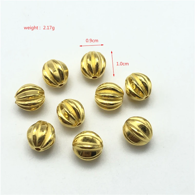 10pcs metal 10mm striped round beads jewelry making DIY handmade bracelet necklace earring accessories material wholesale