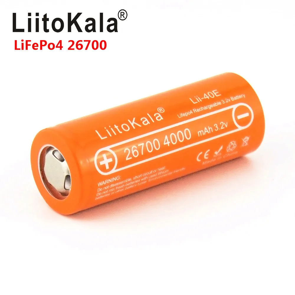 LiitoKala Lii-40E3.2V 26700 4000mAh Lifepo4  Rechargeable Battery for light solar warning light microphones Instead of 26650