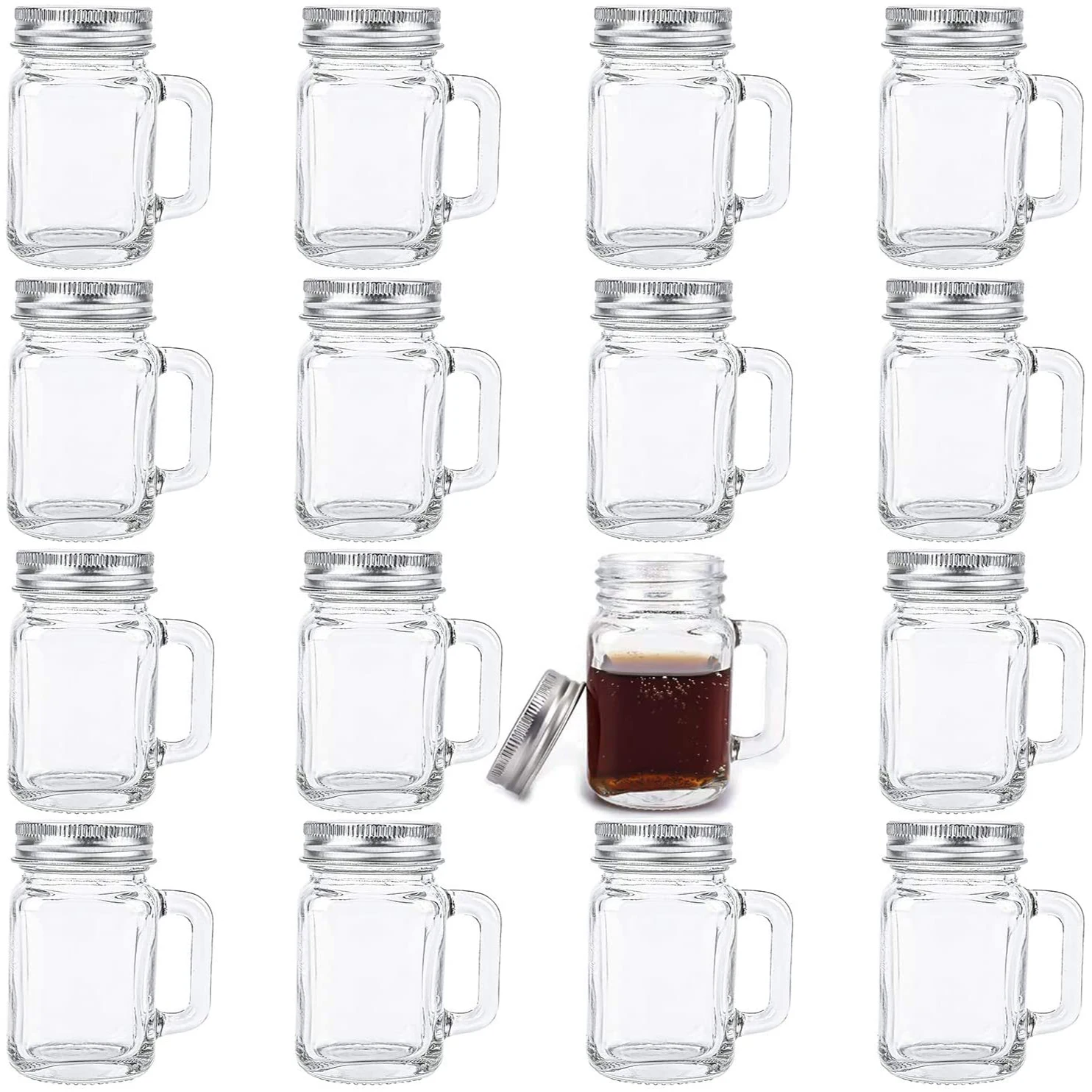 

Mini Mason Jar Mug Glass Shot Glass Set with Glass Handles, Whiskey Drinking Glasses/cups