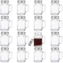 Mini Mason Jar Mug Glass Shot Glass Set with Glass Handles, Whiskey Drinking Glasses/cups