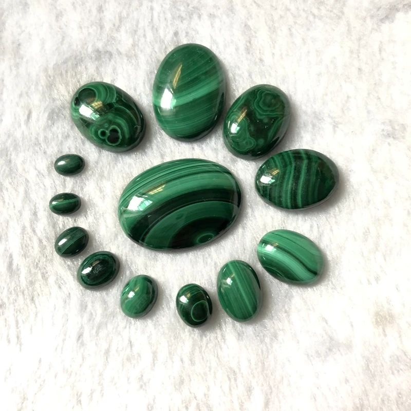 100% Natural Malachite Bead Cabochon 5x7,8x10,10x14 12x16,13x18,18x25,22x30mm Oval Gem Stone Jewelry Cabochon Ring Face,2pcs/lot