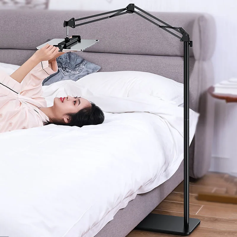 SMOYNG Scalable Flexible Arm Aluminum Tablet Phone Floor Stand Holder Support For iPhone IPad Pro12.9 Lounger Bed Mount Bracket