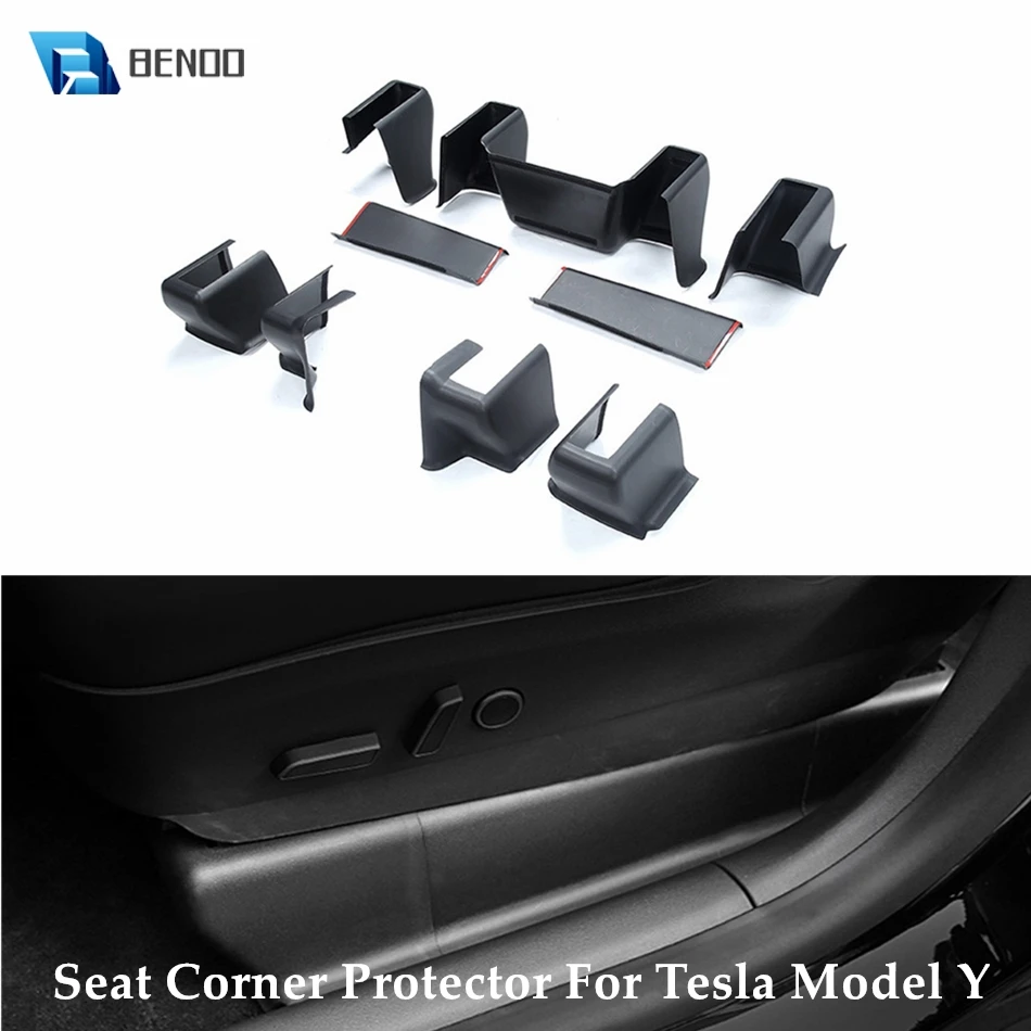 For Tesla Model Y 20-24 Surrounded Seat Corner Anti-Kick Guard Cover Back Track Protector Kits Anti-scratch Safety Accessories