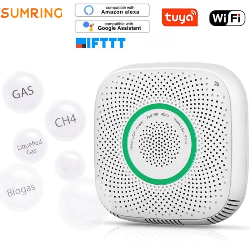 Alarma de Gas inteligente SUMRING, Detector de Gas independiente, funciona en Tuya, WiFi inteligente, alarma de seguridad para el hogar