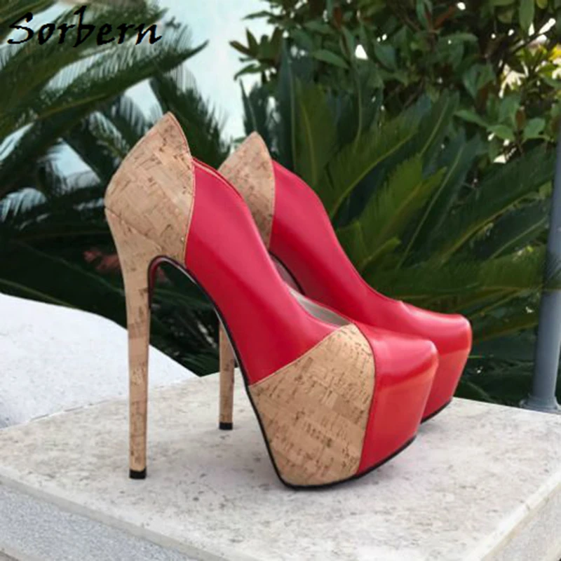 Sorbern Color Mixed Women Pump Shoes High Heel Platform Shoes Plus Size 15 Womens Shoe Slip On Stilettos Ladies Heels For Women