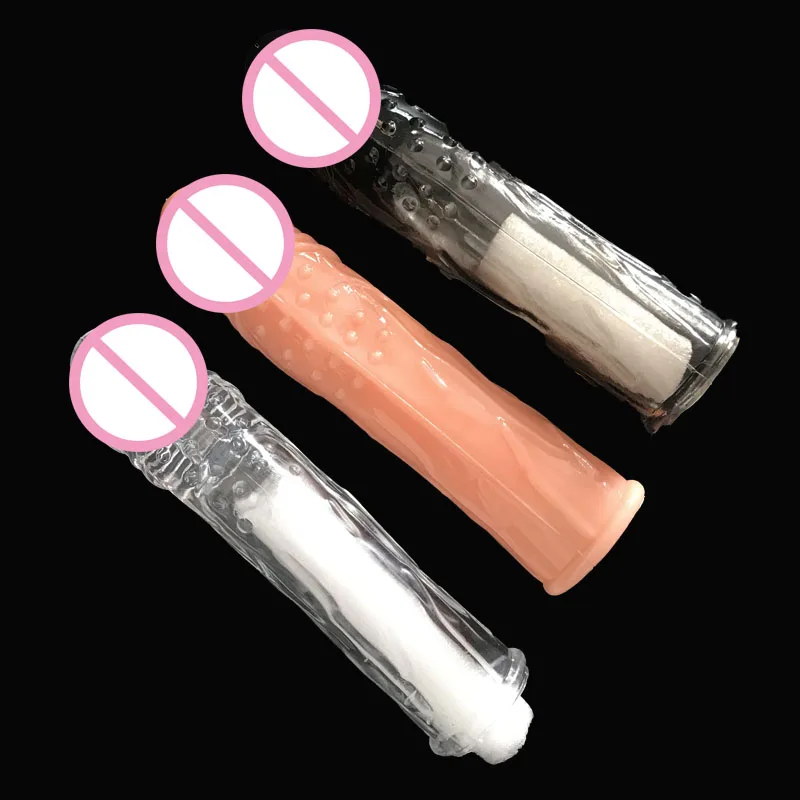 18CM Reusable Condoms Penis Extender Sleeve Delay Ejaculation Crystal Condom Sex Toys For Men Intimate Goods Sex Products