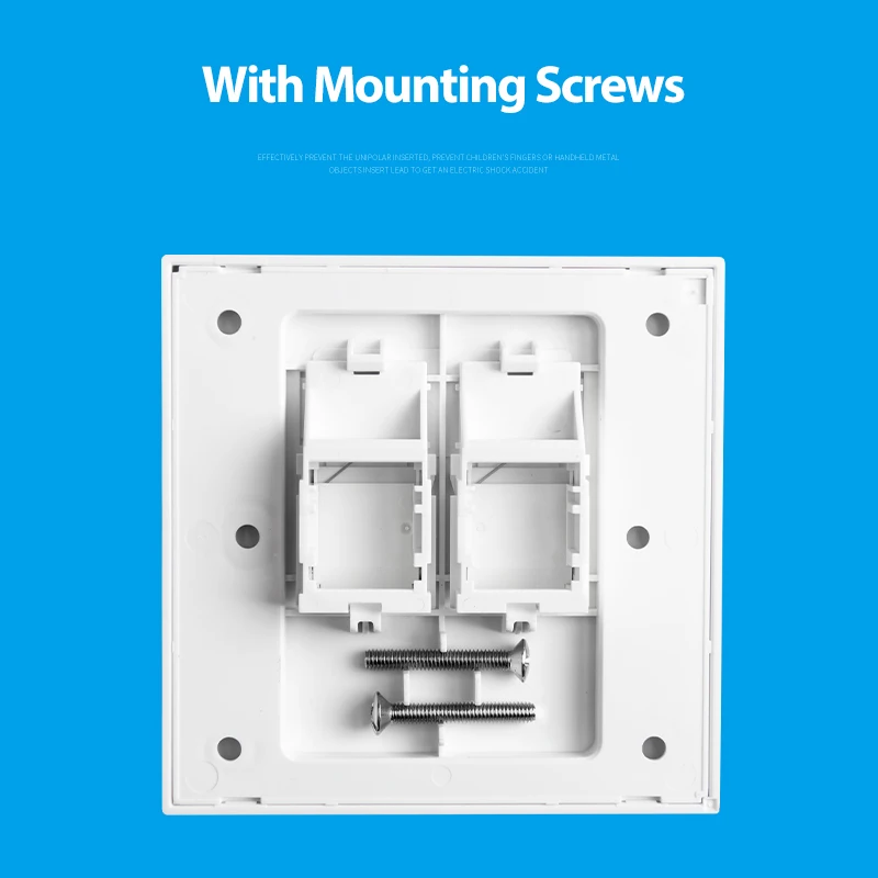 Linkwylan 86x86mm Dual 2ports Faceplate Face Plate Wall Plate Flash Surface Wall Mount For RJ11 RJ12 RJ45 Keystone Jacks