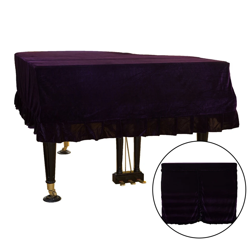 Anti Scratch Dustproof Bordered Gold Velvet Protective Dirt Resistant Triangle Piano Cover Macrame Decorated Practical Soft Home