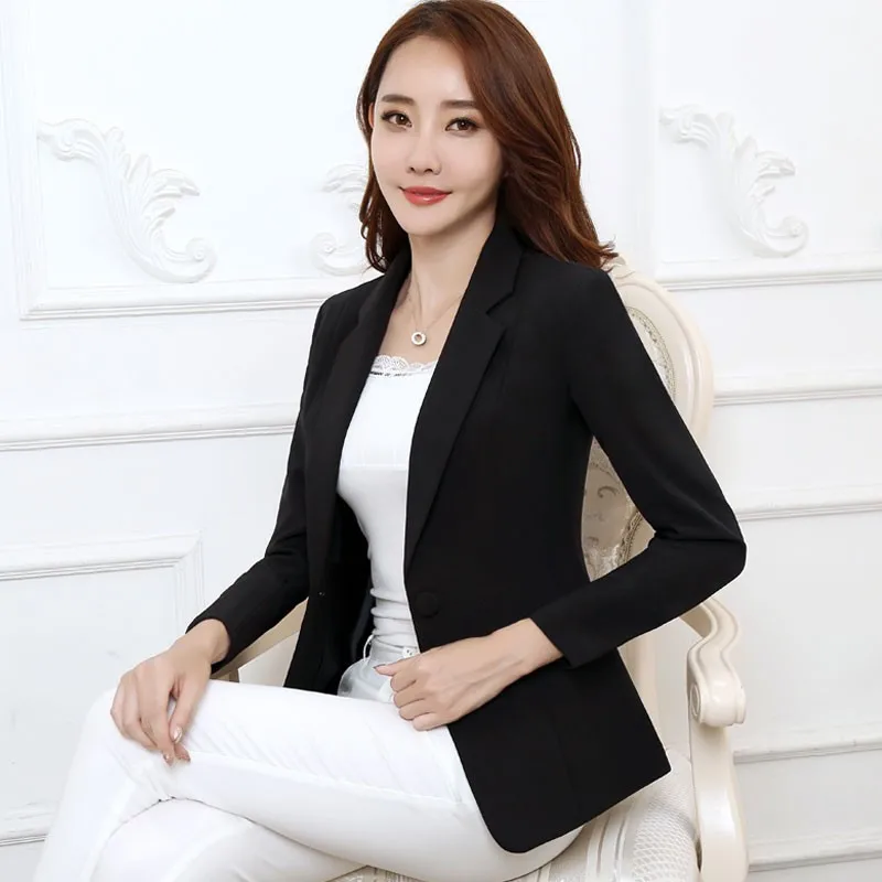 Women Blazer 2024 Formal Blazers Lady Office Work Suit Pockets Jackets Coat Slim Long Sleeve Casual Blazer Black Femme Jackets