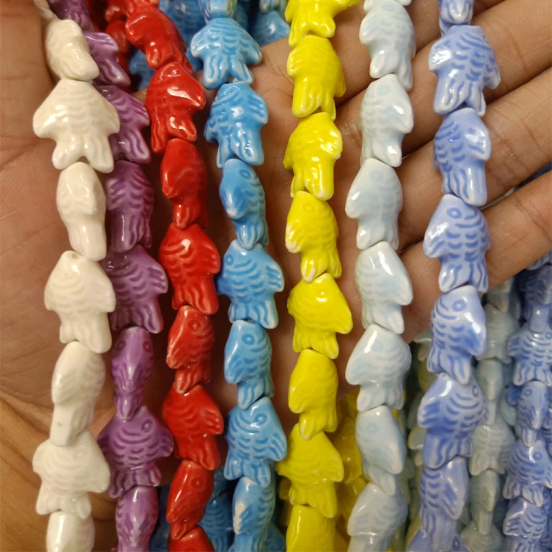 

10pcs 16x19mm Ocean Fish Ceramic Beads DIY Loose Spacer Porcelain Bead For Jewelry Making Bracelet Necklace Earring Accessories