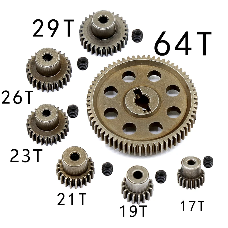 

High-Strength Steel Differential Metal Main Motor Gear 64T+26T For 94107 94170 94123 1/10 HSP RC Motor Pinion Car Accessories