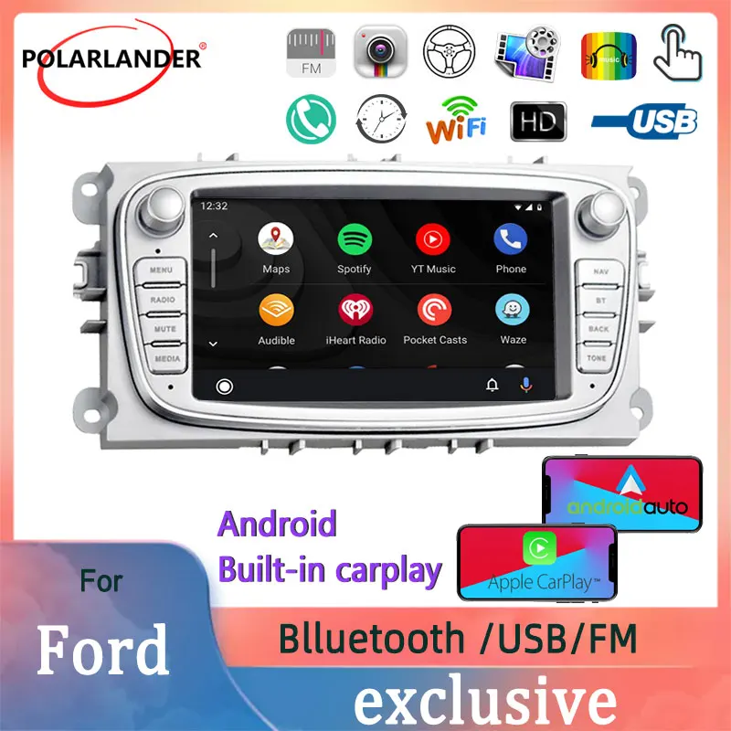 

2 Din 7'' with CANBUS Carplay Car Multimedia Audio Player Car Radios GPS Android 9.0 For Ford/Focus/S-Max/Mondeo 9/GalaxyC-Max