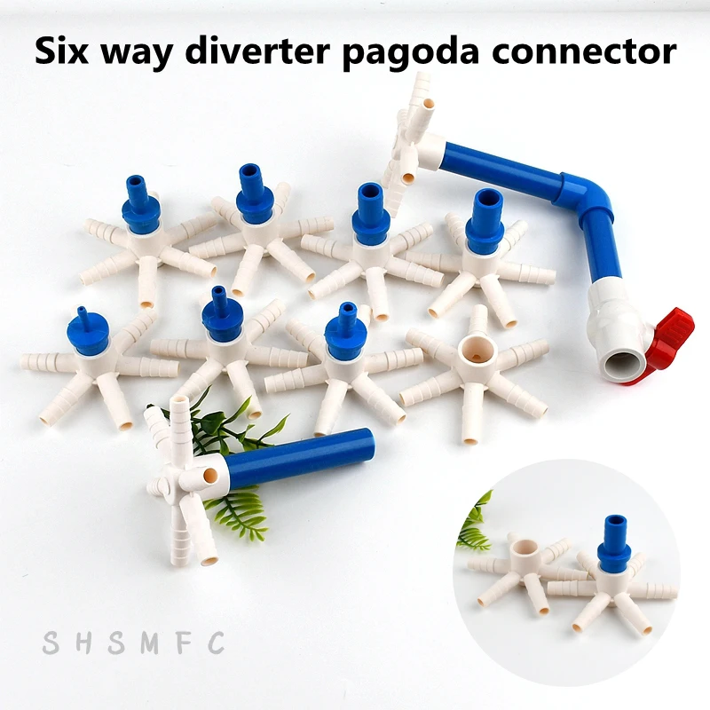 

1pc10mm Six Way Diverter Pagoda Connector Oxygen Accessories Garden Irrigation Hose Connector Add To Aquarium Pond Oxygen