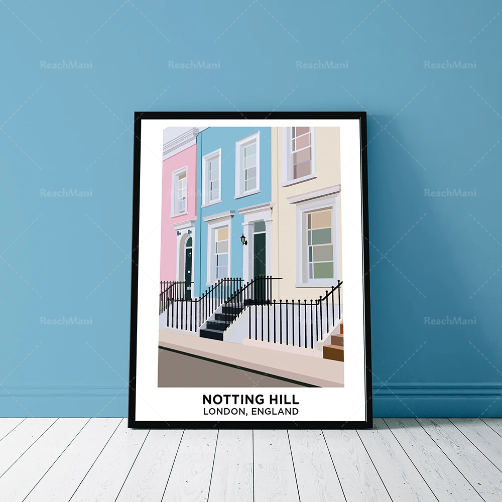 

Affiche d'architecture Notting Hill londres angleterre Pastel Illustration impression décorative toile maison affiche