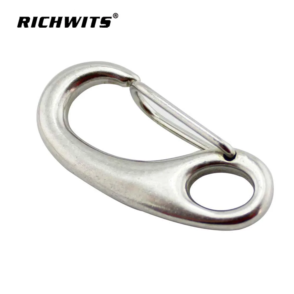 

2PCS Boat Marine Stainless Steel 304/316 Egg Shape Spring Snap Hook Clips Quick Link Carabiner Buckle Eye Shackle Lobster 50mm