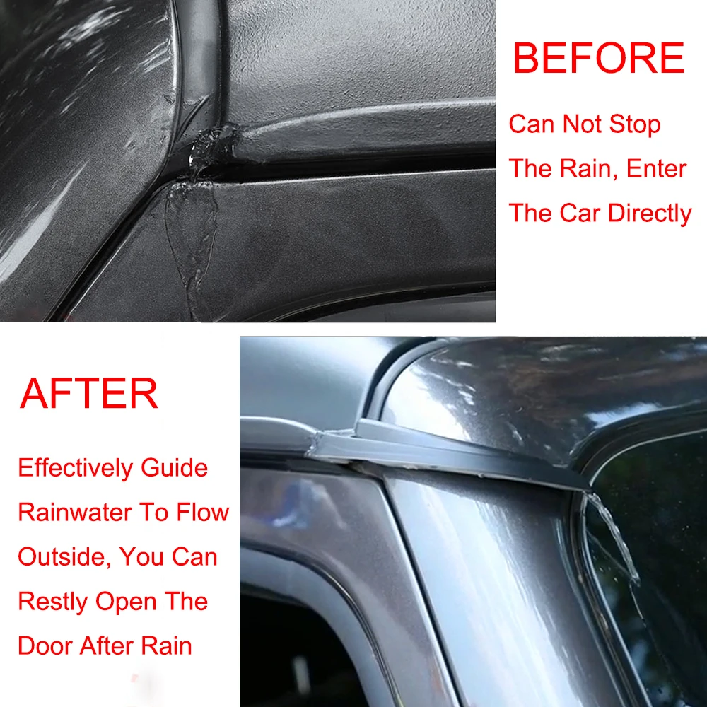 Car Roof Rain Gutter Extensions for Jeep Wrangler JK 2007-2017 JL Gladiator JT 2018 2019 2020 2021 2022 2023 External Accessory