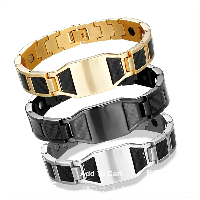 Magnetic Hematite Stainless Steel Bracelet Men\'s Health Bracelet with Hook Clasp Therapy Bracelet Healthy Boys and Girls Jewelry