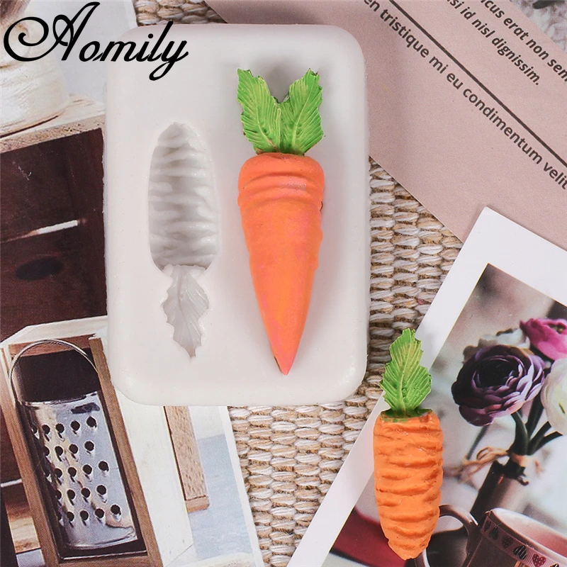 Aomily 2 Holes Carrot Shaped Silicone Molds Handmade Fondant Cake Mold Sugar Craft Chocolate Moulds Tools Ice Block Soap Mould