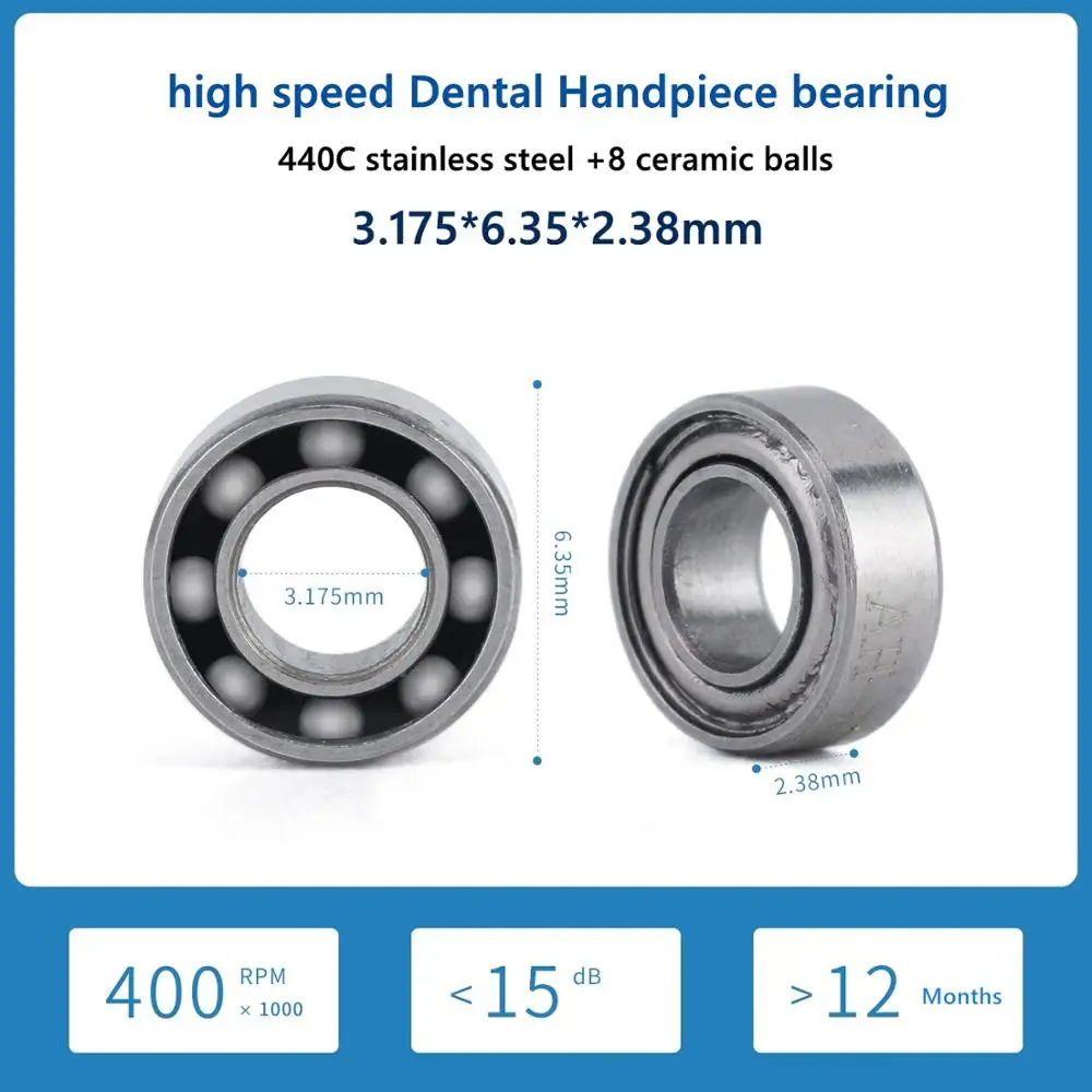 10pcs/50pcs high speed Handpiece Dental bearing turbine NSK SR144TLZN 3.175*6.35*2.38mm stainless steel 8 ceramic balls