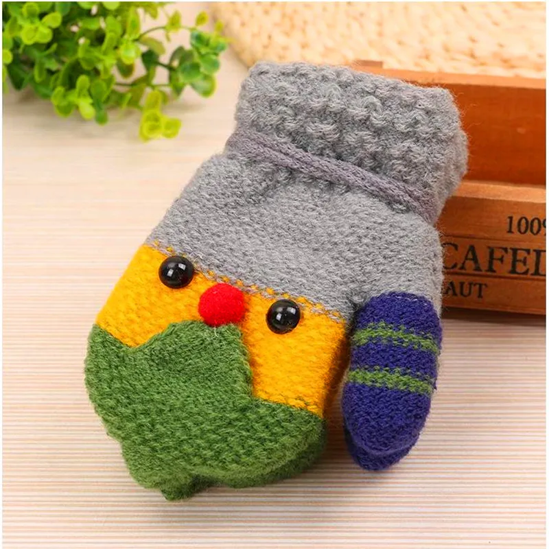 Cartoon neck hung gloves qiu dong season imitation cashmere and wool jacquard children upset even overshoes warm gloves of HX-09