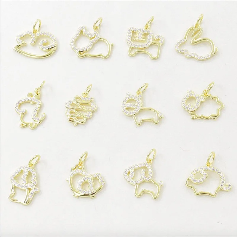 12pcs silver color  hollow animal Gold Disc Pendant 12 Zodiac sign Tag Charms  Initial Jewelry Beads For Jewelry Making